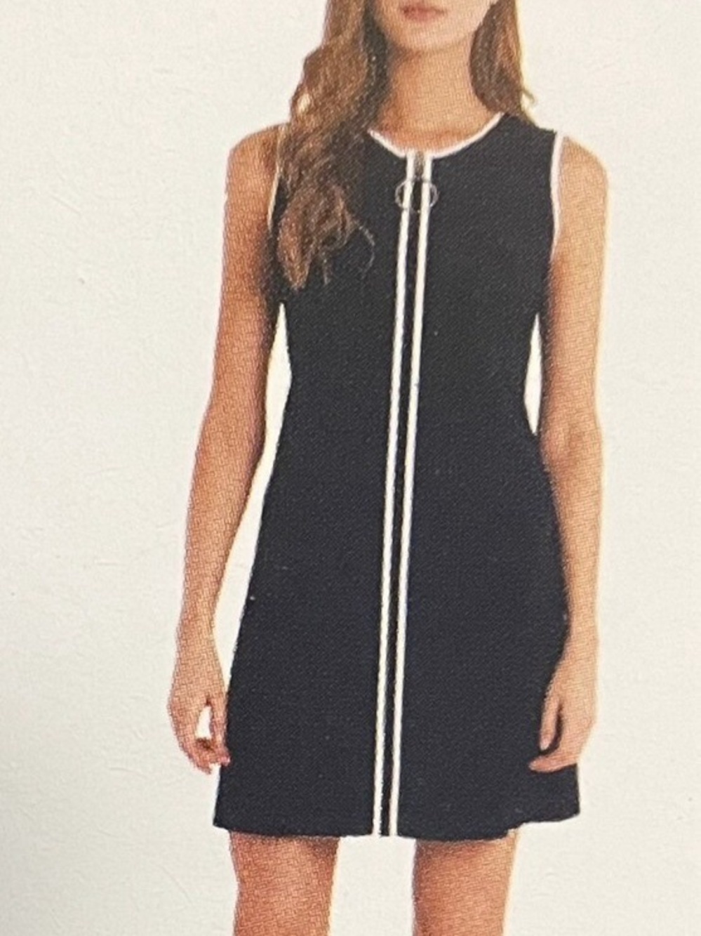 EUC MSK Black Dress w/White Accents, Zipper w/Silver Pull, Could be Cover Up - Picture 2 of 15